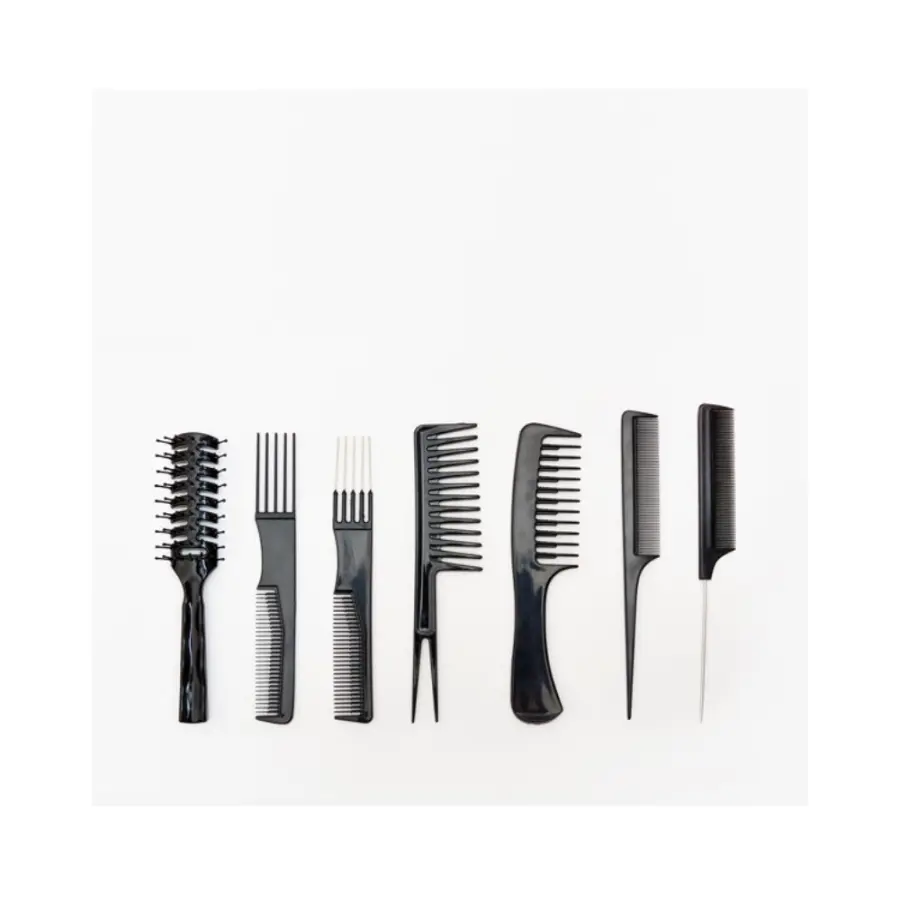 BIFULL Set of 7 Combs with Case Black
